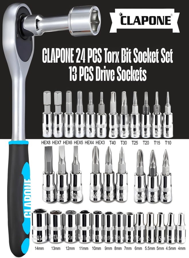 CLAPONE Tool Kit Socket Ratchet Wrench Set Socket Wrench/Screwdriver Set/Socket Screwdriver Set/Socket Wrenches/Auto Repairs/Car/Motorcycle/Bike Repair (Blue, 46 Pieces),Fixed Square - Image 5
